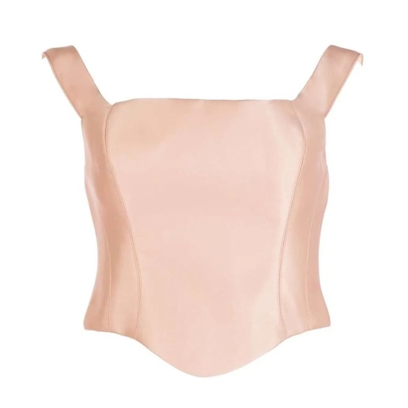 Rozie Corsets | Beige Off The Shoulder Satin Corset Top With Stitching Size: 38 - Picture 3 of 8